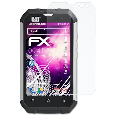 atFolix Glasfolie kompatibel mit Caterpillar CAT B15Q Panzerfolie, 9H Hybrid-Glass FX Schutzpanzer Folie
