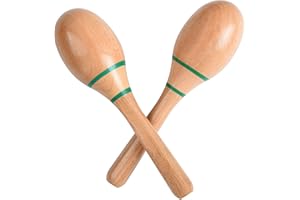 2 Pcs Wood Maracas for Kids Adults, Wooden Maracas Shakers Musical Instrument