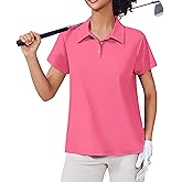 PINSPARK Women's Golf Shirt UPF 50+ Polo Shirts Short Sleeve Tennis Tops Collared with 3 Button Athletic T Shirt
