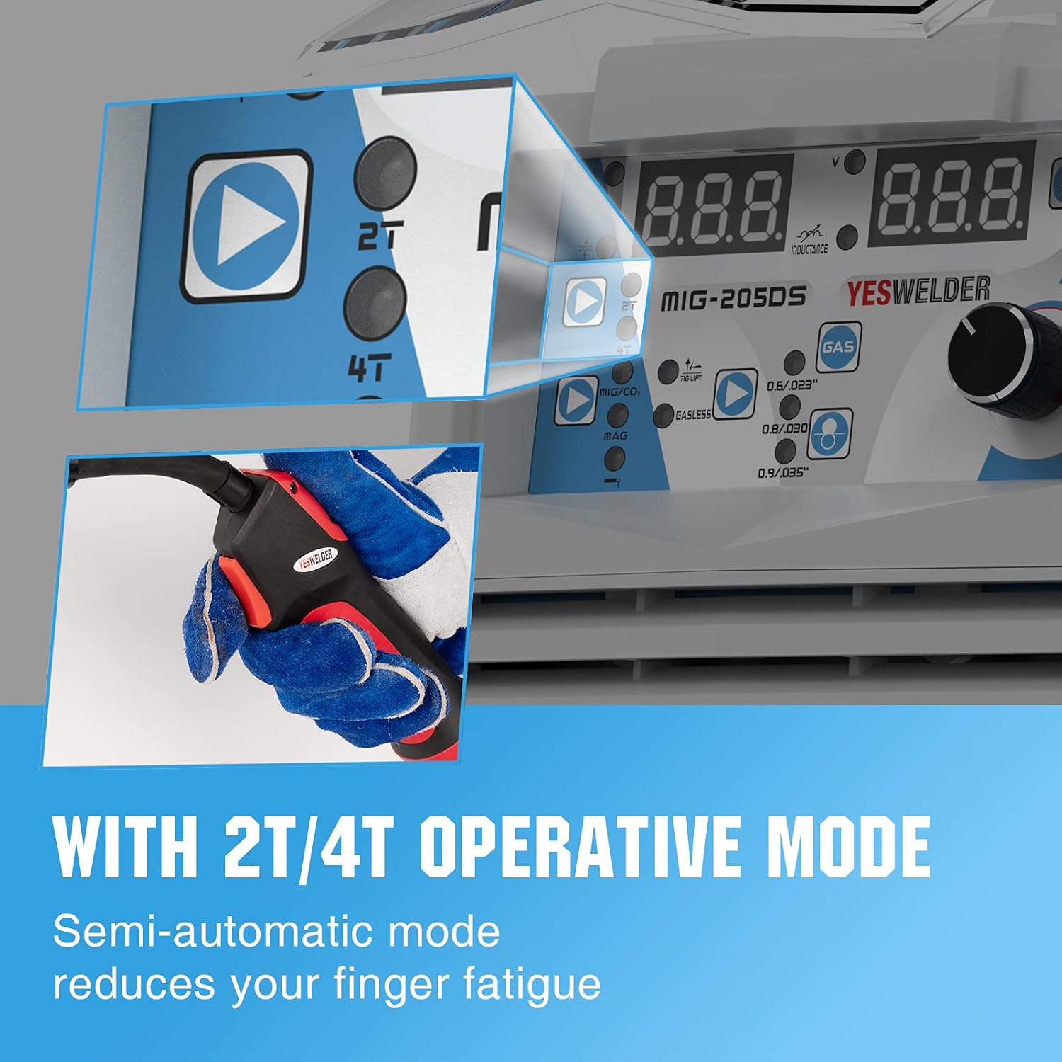 YESWELDER Digital MIG-205DS MIG Welder, 200Amp 110/220V Dual Voltage, Gas Gasless MIG Welding Machine MIG/Lift TIG/ARC 3 in 1 Welder - - 