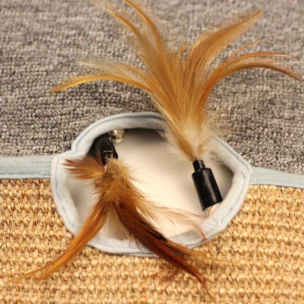 Houkiper Cat Scratching Pads Folded Sisal Carpet with Interesting Feather : Pet Supplies
