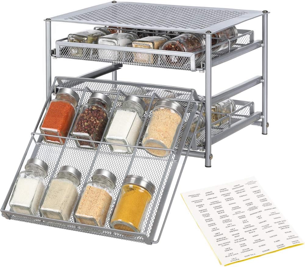 3 Etagen Gewürzregal ausziehbarer Gewürzständer für 24 Gewürze Küchen