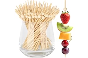200PCS Cocktail Picks, Natural Wooden Ball Fancy Toothpicks for Appetizers, 4.7 Inch Long Bamboo Skewers Garnish Sticks for F