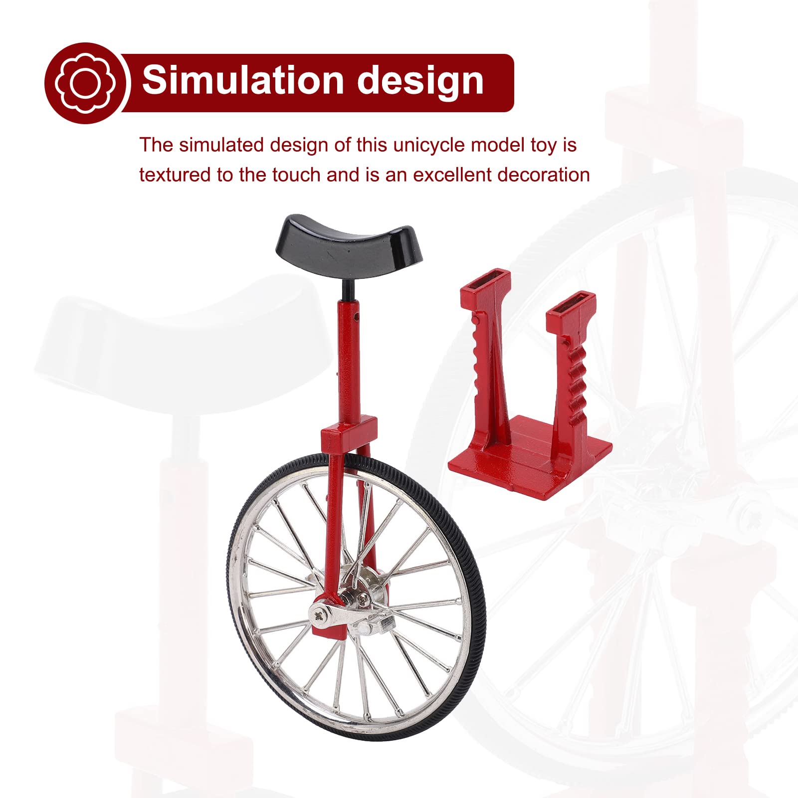 Mini Finger Bike Model, Exquisite Simulated Unicycle Ornament, AlloyTextured Single Wheel Unicycle Ornament Toy