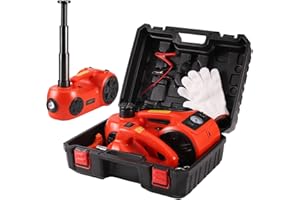 ROGTZ Upgraded Electric Car Jack Kit 5 Ton Floor Jack Hydraulic with Impact Wrench and Tire Inflator,Car Lift for Vehicle Roadside Emergency Tire Repair Kit (Red)
