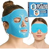 Perfect Remedy Ice Face Mask and Cooling Eye Masks for Puffy Eyes, Versatile Gel Bead Face Ice Pack and Cooling Eye Kit for Overall Facial Tension and Discomfort, Use for Hot or Cold Therapy (Blue)