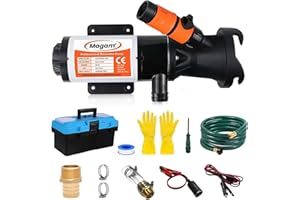 MAGAM RV Macerator Pump 12V,12GPM Suction 3.2 feet Lift 10 feet with Garden Hose Discharge Port,Quick Release Sewage Pump with Fresh Water Rinse and Manual Crushing Function,for Boat Marine RV Campe