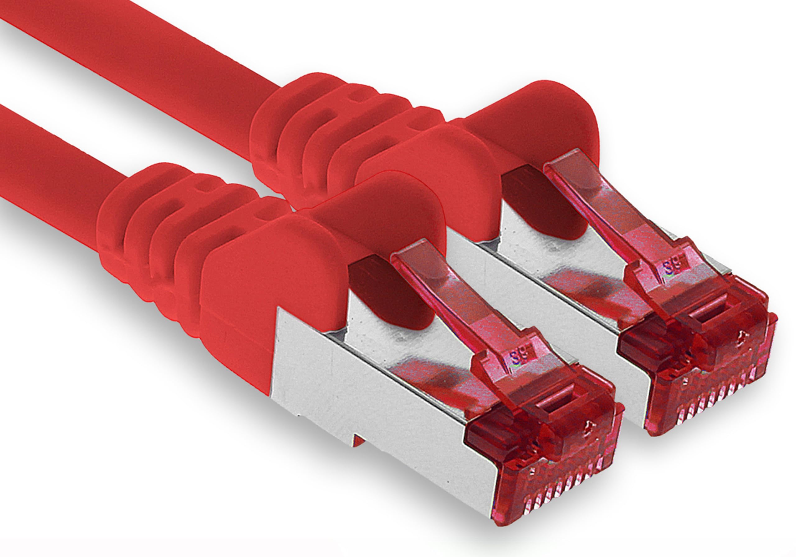 1aTTack.de - 1x 50m CAT6 patch cable S/FTP PIMF shielding CAT.6 RJ45 network cable Ethernet cable DSL LAN router switch modem patch panel - red - 1 piece