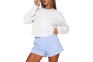 Kistore Womens Cropped Cardigan Sweaters Crew Neck Long Sleeve Button Up Sweaters Lightweight Knit Trendy Sweaters 2025