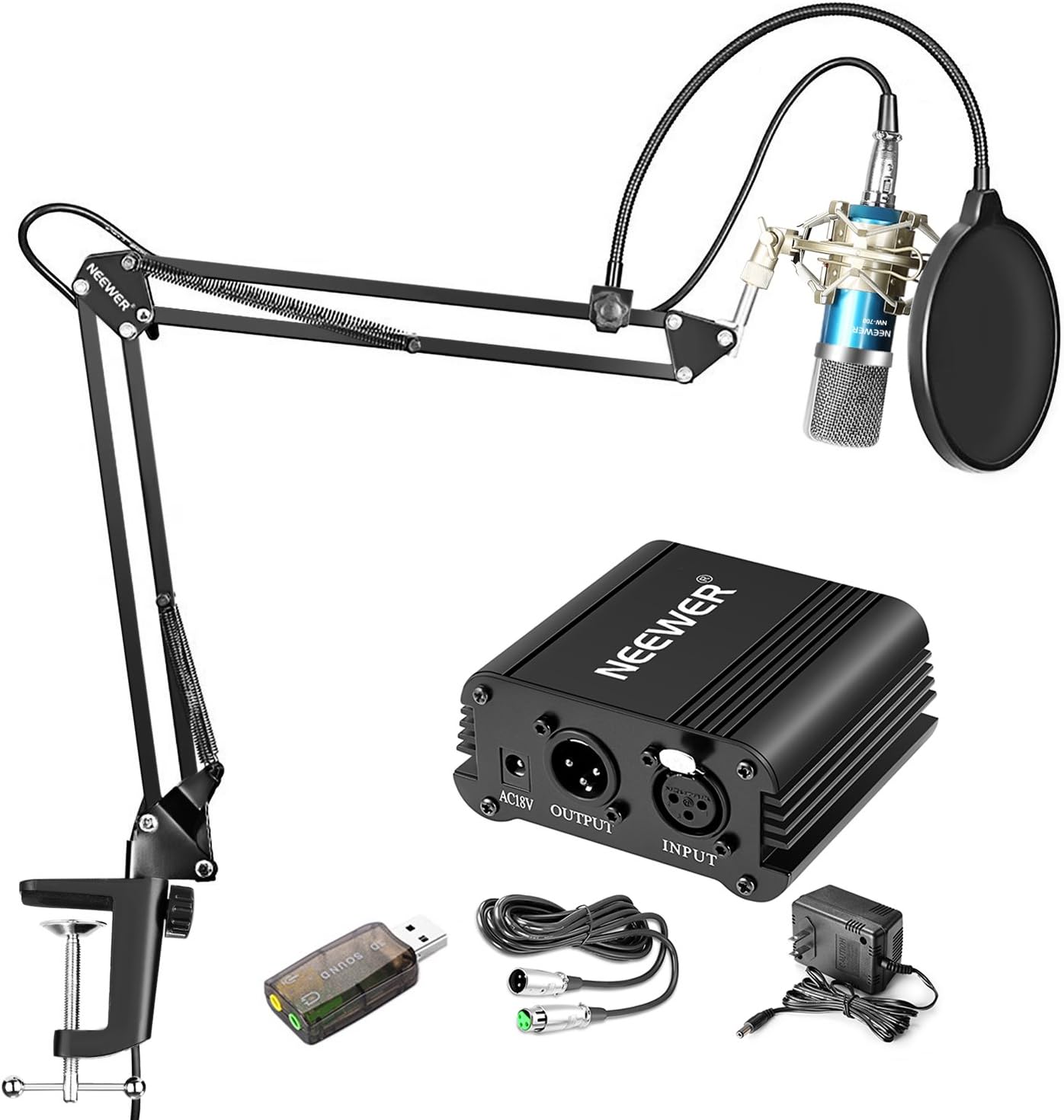 Neewer Home Studio NW700 Blue Condenser Microphone Kit with Silver