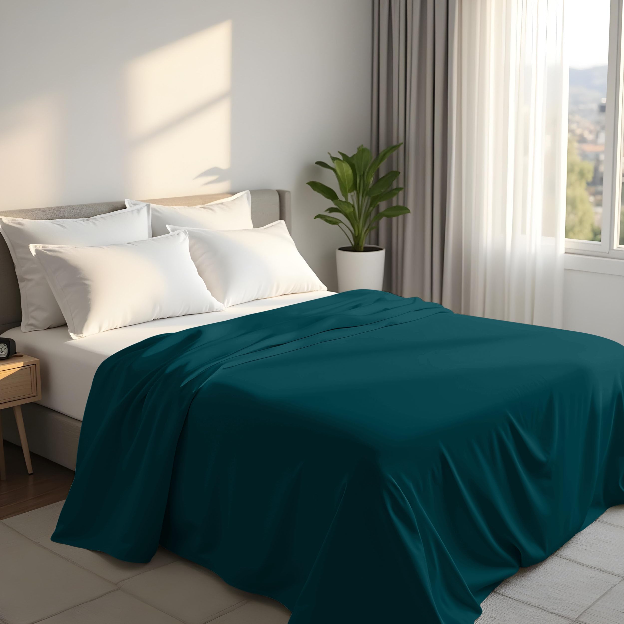 Utopia Bedding - Flat Sheet King Size - OEKO-TEX Certified - Easy Care Soft Brushed Polyester - Microfiber Fabric - Wrinkle, Shrinkage, and Fade Resistant - Teal — image 1