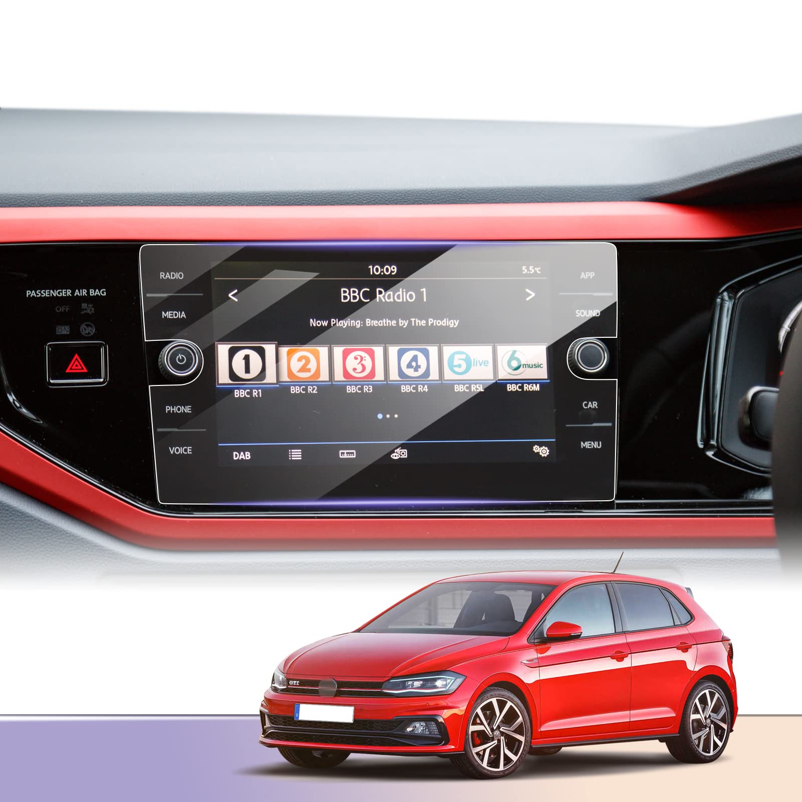LUWU Compatible with VW Polo MK6 AW1 GTI R Line 2018-2024 2025 Navigation Screen Protector 8 Inch Touchscreen Tempered Glass Protection Film 9H Anti-Scratch Polo Accessories