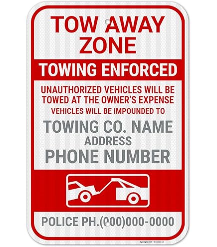 USA TOW AWAY ZONE看板 Tow Away Zone Parking Sign | Printit4Less