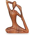 NOVICA Brown Suar Wood Yoga Sculpture, 7.75" Tall 'Yoga Stretch'