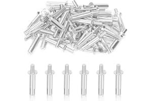 Swpeet 50Pcs M6.4 x 30mm Hammer Drive Aluminium Rivets Brazier Head Drive Pin Rivets Assortment Kit, Knock Type Expansion Alu