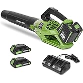 Cordless Leaf Blower with 5 Speed Modes, 2 x 2.0Ah Batteries can be Used and Charged Simultaneously, 420MPH, 120CFM Electric Leaf Blower, 20000 RPM Motor, Use for Lawn, Yard, Leaves, Dust, Snow
