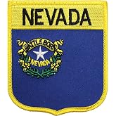 Nevada Flag Embroidered Iron on/Sew on State Shield Patch with Gold Border