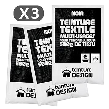 3 Stück Beutel Textilfarbe – schwarz – Universal Färben für Kleidung und natürliche Stoffe