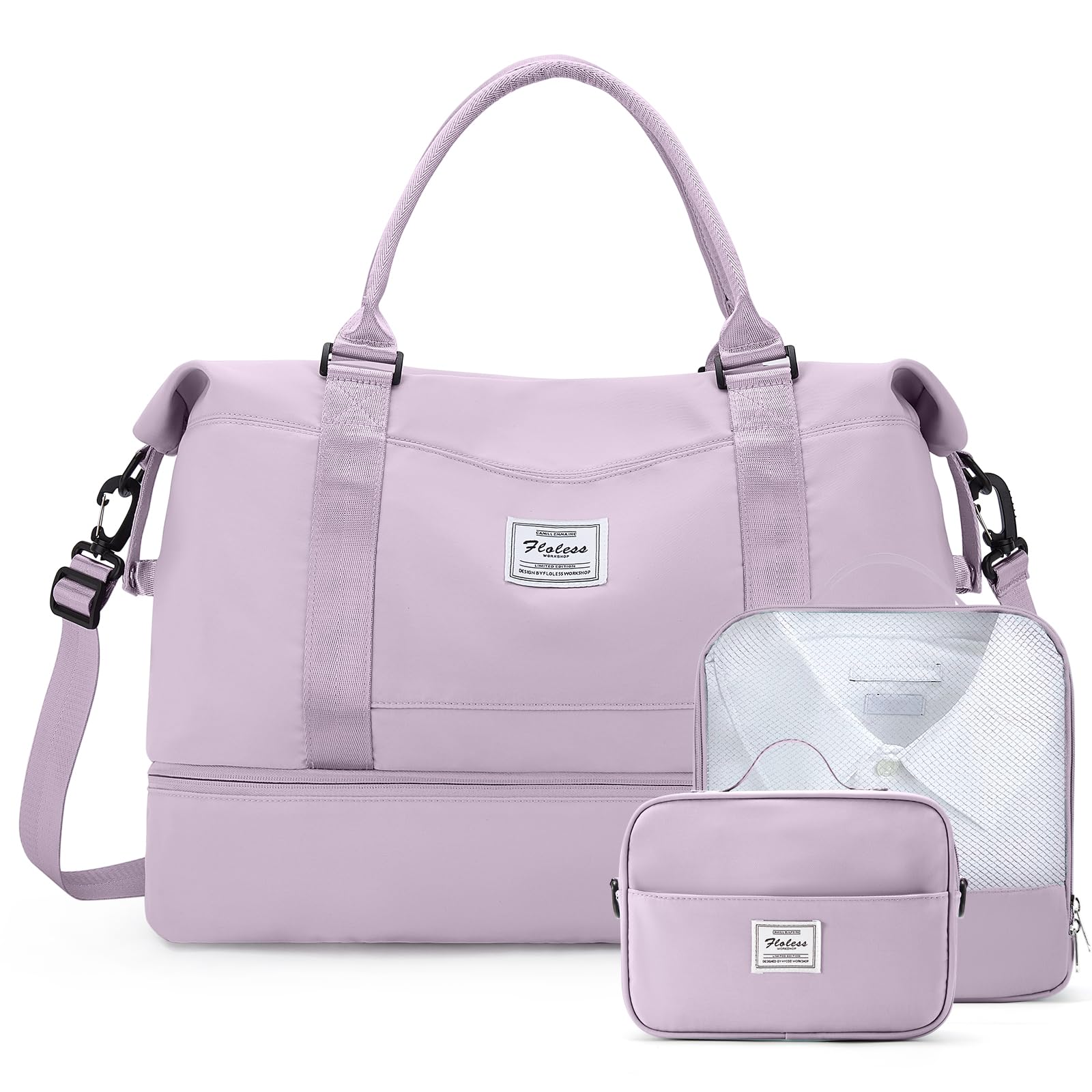 Photo 1 of ***BIG BAG ONLY***Weekender Bags for Women,Travel Duffle Overnight Bag with Shoe Compartment,Personal Item Carry On Bag,Purple,Extra Large,3 Pcs Set