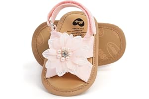 GDSDYM Infant Baby Girls Summer Sandals with Flower Bowknot Soft Sole Wedding Dress Flats Newborn First Walkers Crib Dress Shoes