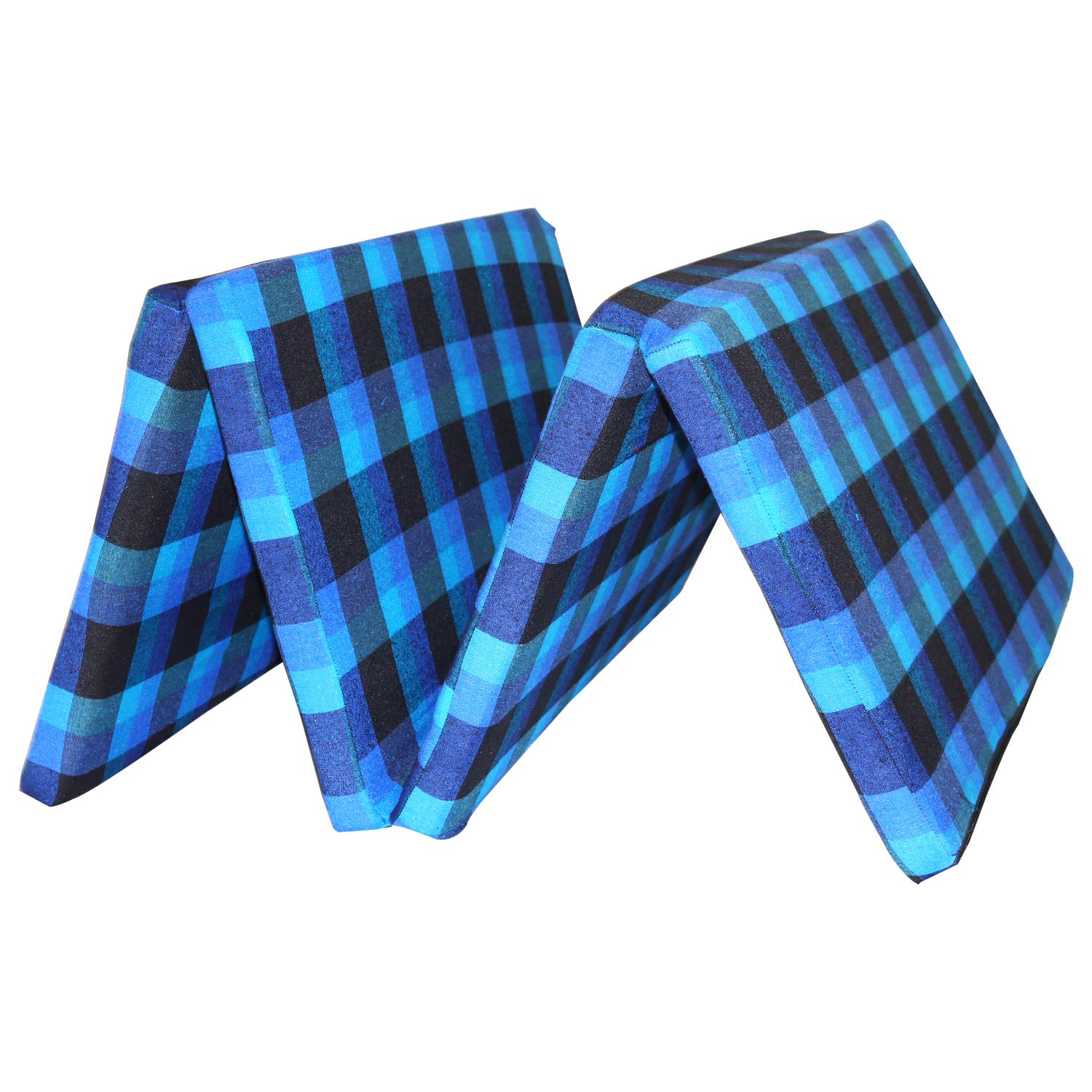 BROWNIE Pure EPE Foam Single Bed Folding Medium Mattress for Travel, Picnic (Blue, 4 Folding 72x35x2)