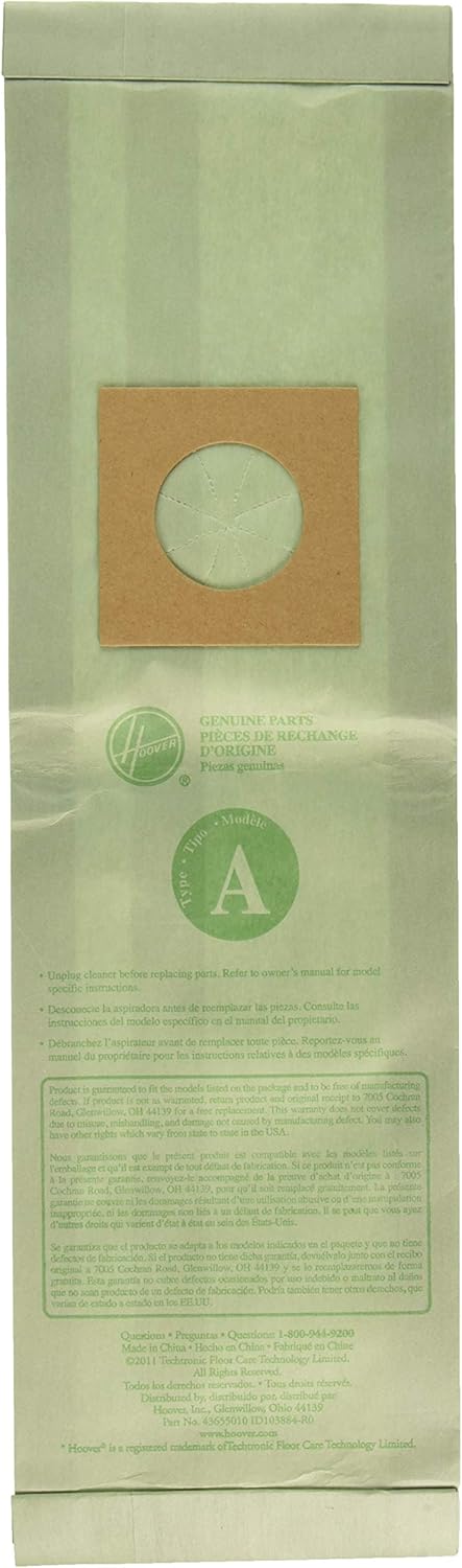 Hoover 4010001A Type A Vacuum Bags, 3 Bags