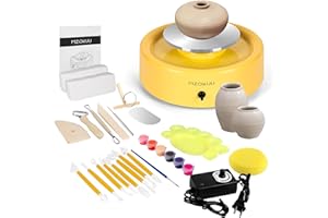 MZOKUU Mini Pottery Wheel Kit - 6" Pottery Wheel for Kids, Teens & Adults Beginners, 2 Lb Air Dry Clay & 18PCS Clay Tools Included, Crafts for Home DIY, Ceramic Work & Art Creatio