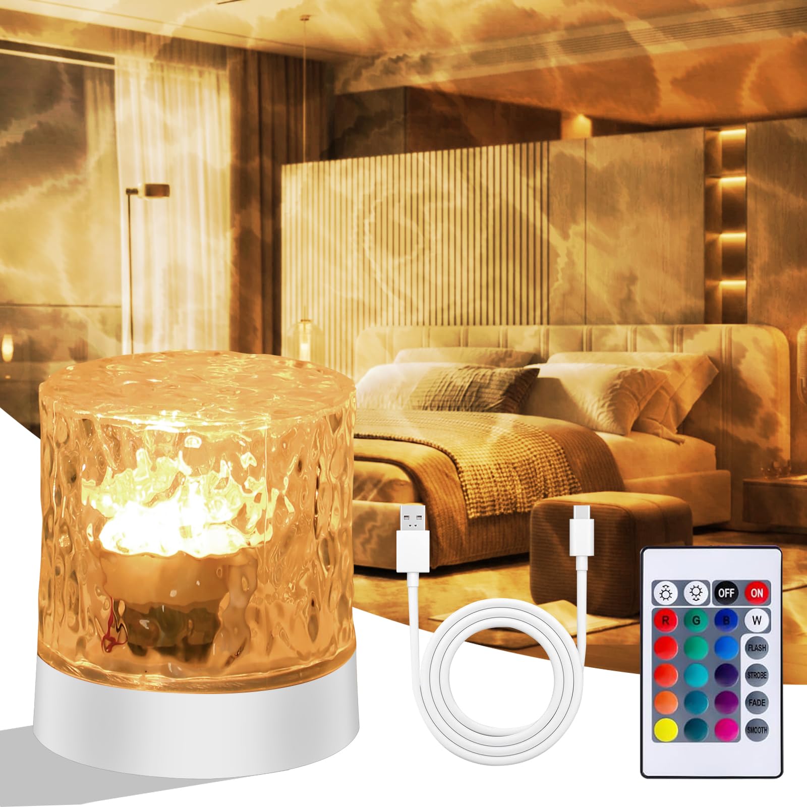 HIYAA Galaxy Projector Light for Bedroom, Ocean Wave Galaxy Night Light with 16 Colors 30 Lighting Modes, Remote Control, RGB Dimmable, Rechargeable for Kids Bedroom Party Rooms Decor