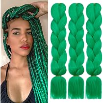 Amazon.com : HAIRCUBE Green Braiding Hair 24 Inch 3 Packs Pre ...