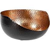 Red Co. 10 inch Decorative Hand-Hammered Aluminum Slant Cut Centerpiece Bowl, Black/Copper