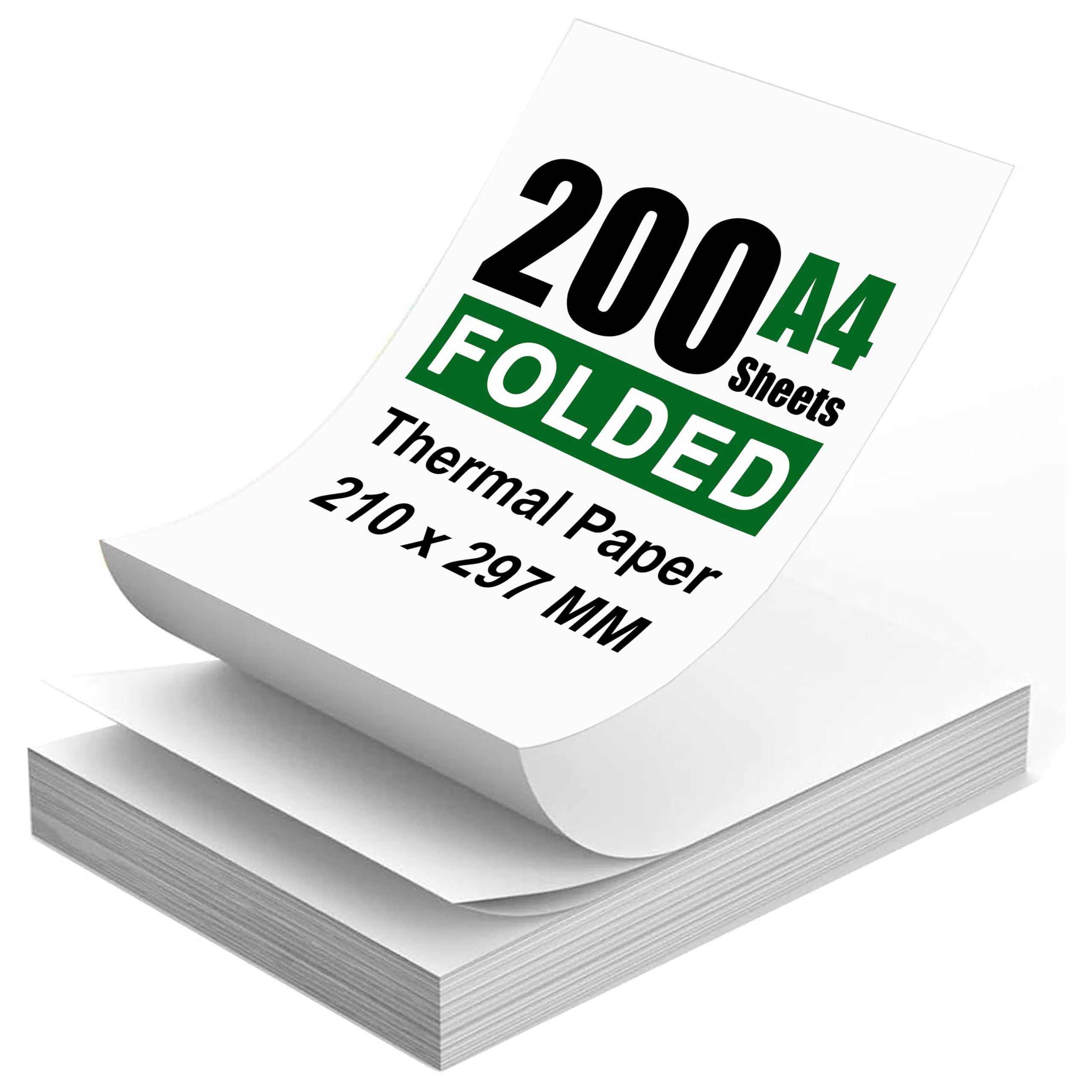 200 Sheets A4 Thermal Paper (Folded), 8.27x11.69' Thermal Paper(210 x 297 mm) for Portable Thermal Printer, Compatible with No Ink Printer, for Travel or Home Work, Printing Contract, Picture, etc
