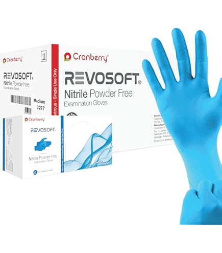 Cranberry USA Cranberry Luxe Nitrile Exam Gloves, Case of 3000, X-Small, Azure Blue, Lanolin & Vitamin E, 2.5 Mil : Industrial & Scientific