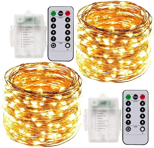 cadena de luces led 2 x 10 meter luces navidad a pilas exterior e interior 100 leds guirnaldas luminosas navidad decorativas impermeables control