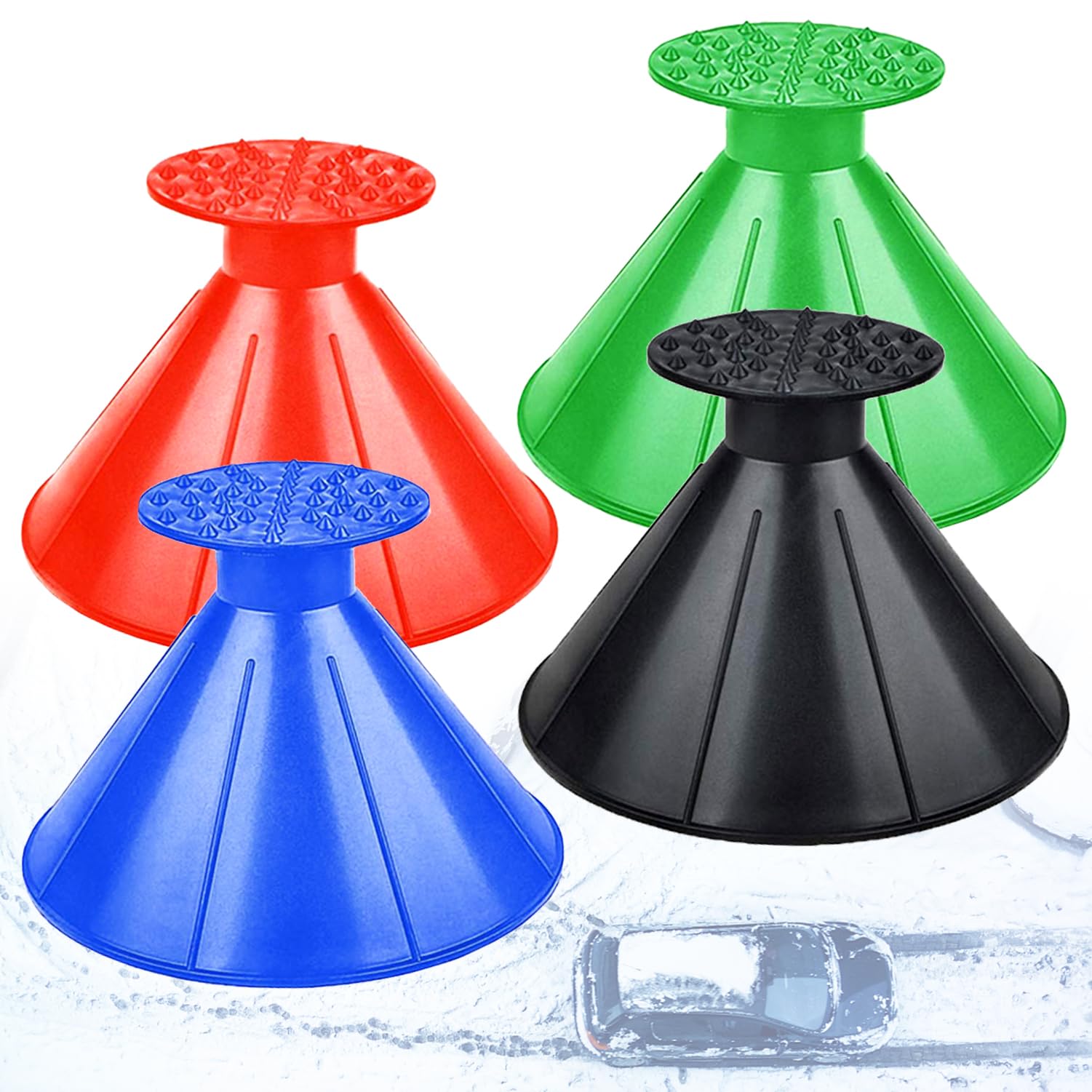 Photo 1 of 2026 Car Ice Scraper,Snow Scraper,Magical Ice Scrapers for Car Windshield,4 Pcs Portable Multifunctional Snow Remover Wiper,Upgrade 2-in-1 Refueling and Deicing Removal,Universal for Bus, Truck, SUV