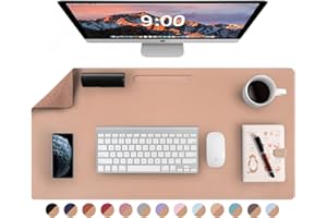 LOLLIDO Natural Cork & Leather Dual Sided Desk Pad, 24" x 14" Waterproof PU Leather Desk Writing Mat, Large Mouse Pad Desk Protector(Cork+Bronze)