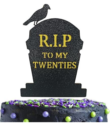 Halloween Tombstone Cupcake Toppers Glitter RIP Jamaica