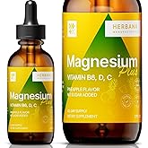 Magnesium Drops - Citrate + Glycinate + L-Threonate - Pineapple Flavor - with B6, D & C - Kid-Friendly Magnesium Liquid Drops 2 fl oz