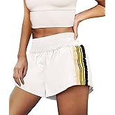 LAMISSCHE Womens Running Shorts Athletic High Waisted Biker Shorts Summer Workout Quick Dry Striped Ruffle Short