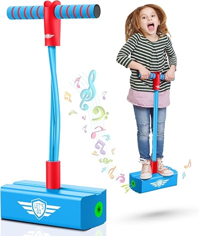 Toyzey Pogo Stick for Kids 3-12 Light Blue Foam Handle Safe Durable