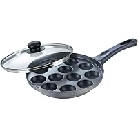 Prestige Omega Select Plus Non-Stick Paniyarakkal with Lid (240 mm, Black)- Gas Top Compatible only