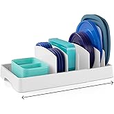 YouCopia StoraLid Food Container Lid Organizer, Expandable with Tall Dividers, White