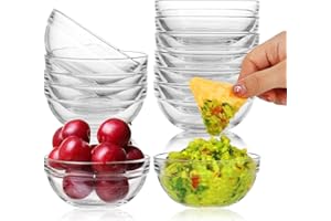 Jaisie.W Small Glass Bowls 3.5 inch 12 Pack - Clear Mini Glass Bowls for Dessert, Snack, Spice Sauce, Ingredient Prep & Dips 