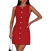 PRETTYGARDEN Work Dresses for Women 2026 Summer Business Formal Short Dress Sleeveless Button Down Elegant Office Outfits