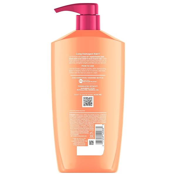 L’OREAL PARIS ELVIVE DREAM LENGTHS SUPER DETANGLING CONDITIONER WITH FINE CASTOR OIL AND VITAMINS B3 AND B5 FOR LONG, DAMAGED HAIR, INSTANTLY DETANGLES TO REDUCE BREAKAGE WITH SYSTEM, 28 FL OUNCE