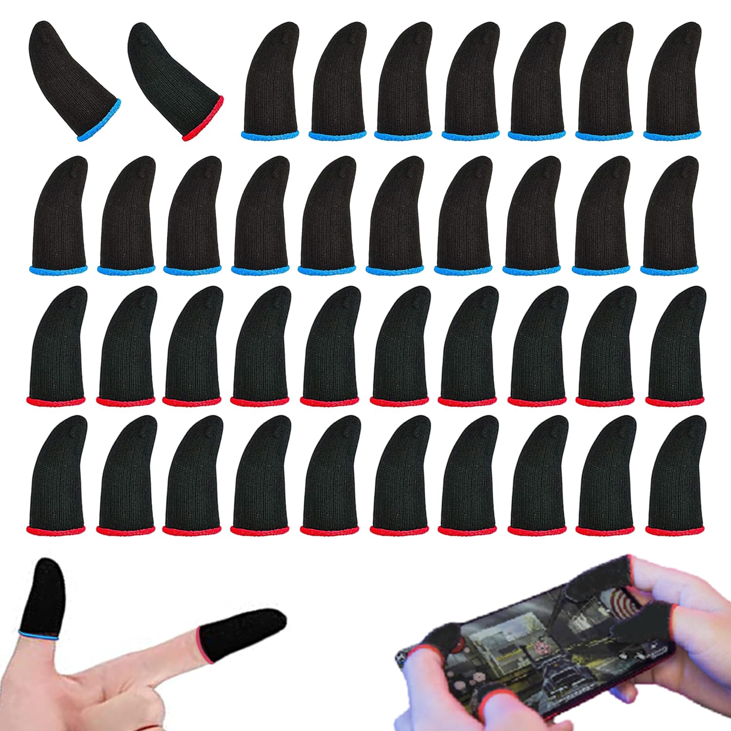 RHQFDM 40 Pieces Game Finger Sleeve Touch Screen Thumb Sleeve Finger Gloves Breathable and Sweat Resistant Seamless Touchscreen Thumb Cover Suitable for a Wide Range of Mobile Devices
