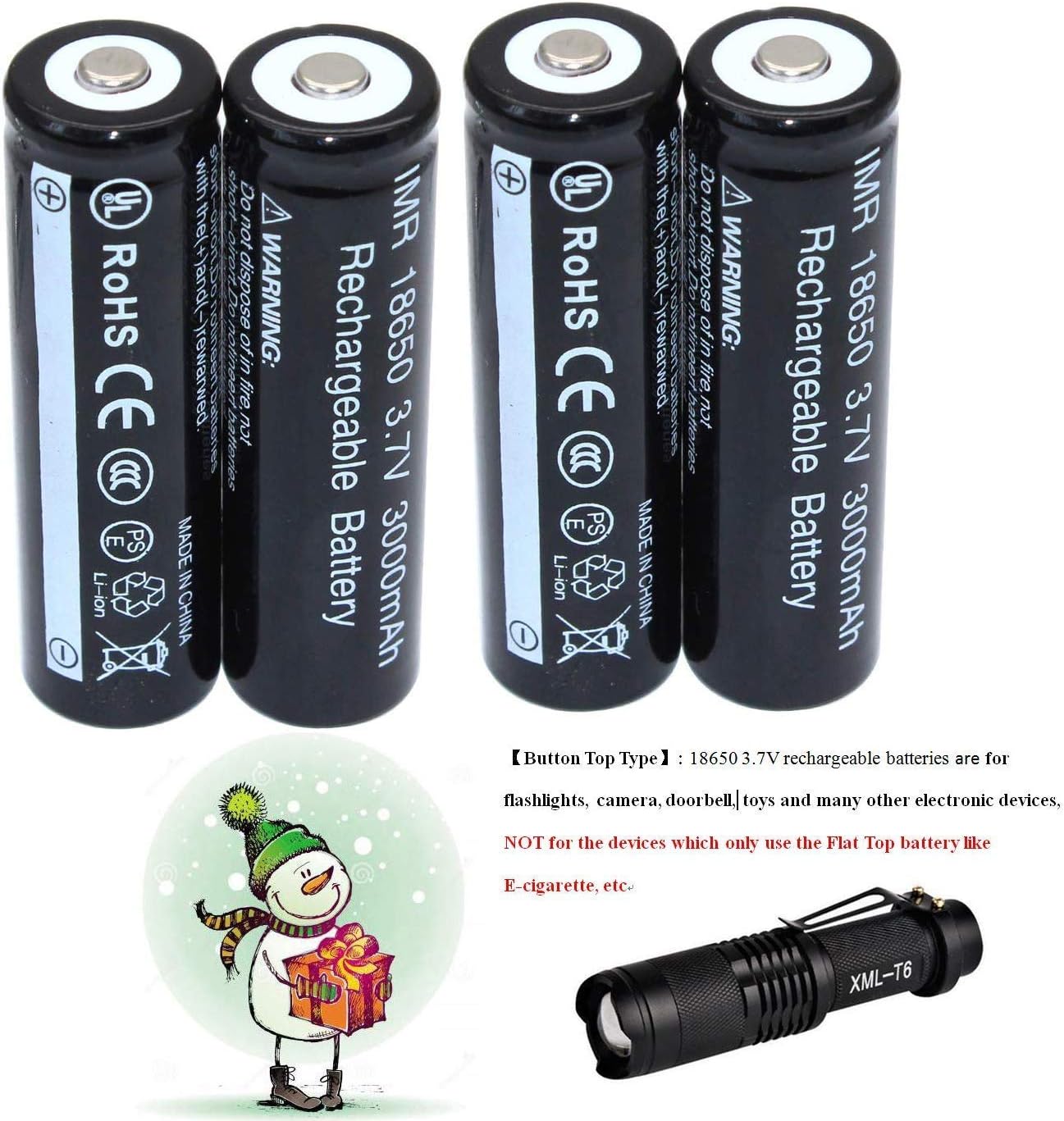 Super Bright Tactical LED Torch Adjustable Focus 5 Modes 001 with 4x18650 Button top