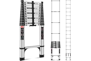 WATATI Telescoping Ladder 20.3FT, Aluminum Extension Ladder, 330LBS Capacity w/Non-Slip Feet & Stabilizers, Portable Collapsible Telescopic Ladder for roof, RV
