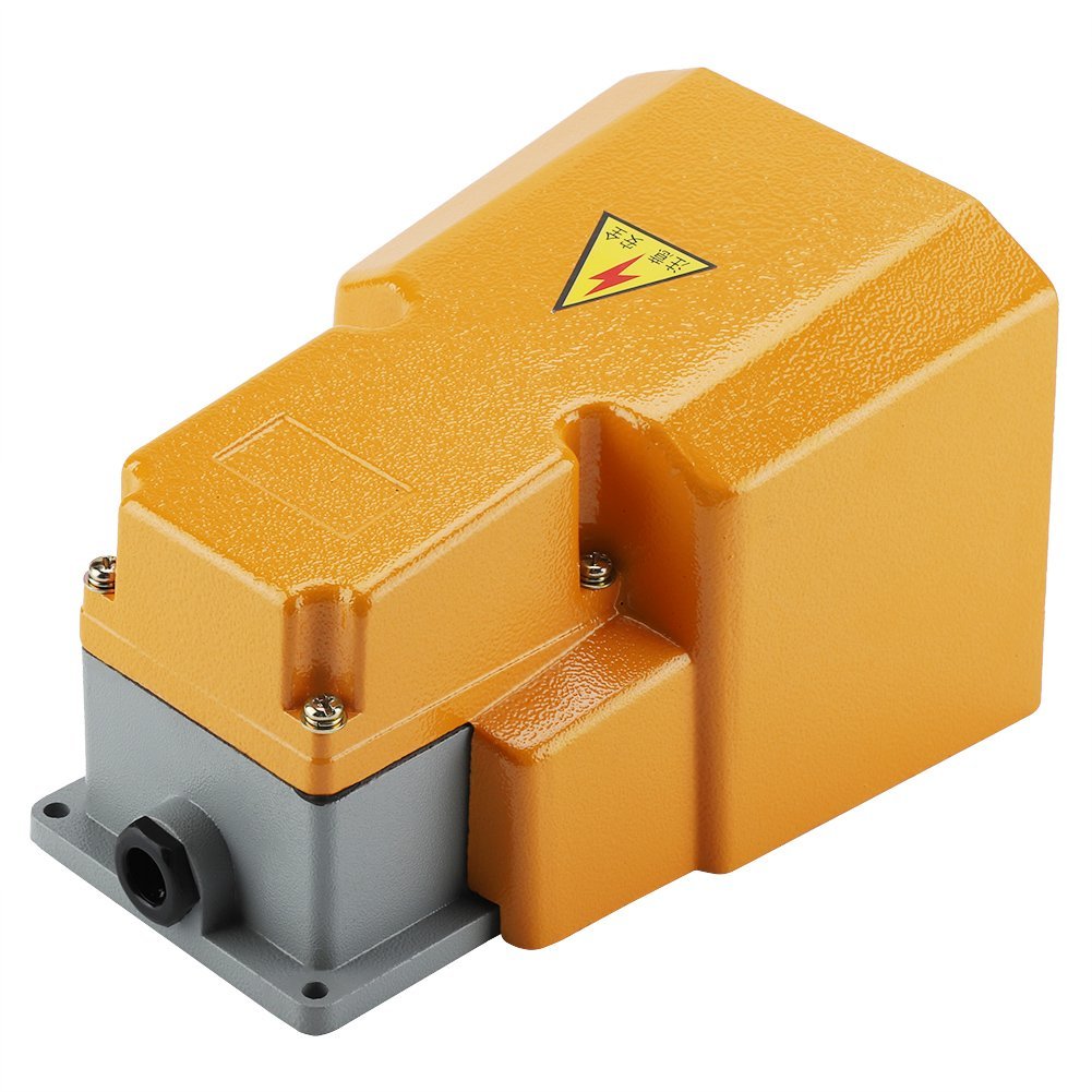 Hilitand 250V 10A Industrial Foot Switch Aluminum Alloy Foot Pedal On/Off Switch with Guard Aluminum Foot Switch for Machine Tools