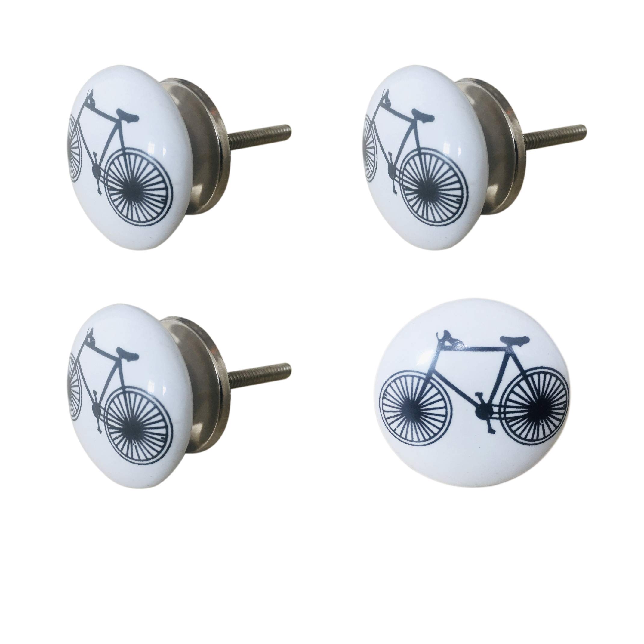 Totally Decor Ceramic Bicycle Draw Pull Knob X 4. Ceramic Knobs Door Handle Cabinet Drawer Puller Cupboard Pull for Cupboards, Wardrobe, Drawer, Dresser, Chest