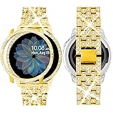 SUPOIX Band Case Compatible for Samsung Galaxy Watch FE 40mm 2024/ Galaxy Watch 5/4 40mm 44mm, 20mm Women Bling Replacement Strap&PC Protective Bumper Face Cover for Galaxy Watch 5/4 (Size Optional)